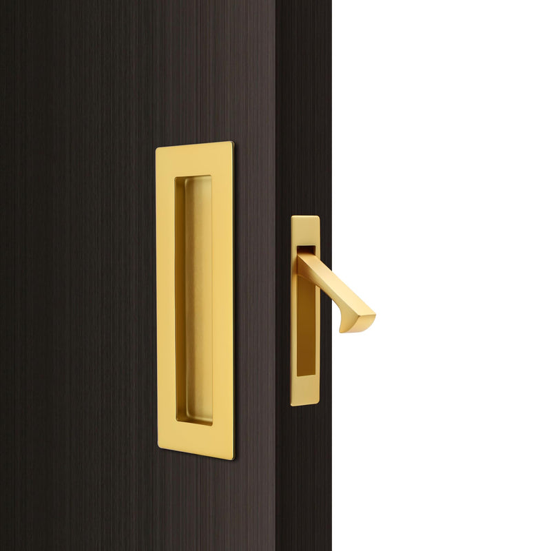 Dontay Sliding Pocket Door Handles, 304 Stainless Steel Non Locking Pocket Door Hardware, Recessed Flush Finger Pulls, Heavy Duty Edge Pull (1 Set, Satin Brass, 6 Inch) 1 Set
