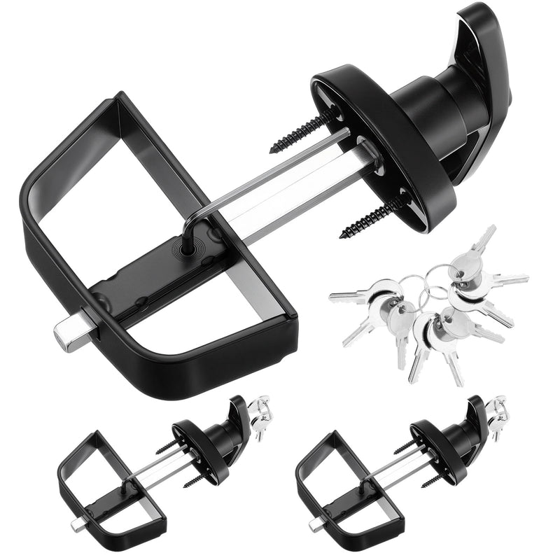 3 Pack Shed Door Latch T-Handle Lock Kit with 9 Keys 4-1/2" Stem Storage Barn Shed Door Hardware Lock Set for Gate, Playhouses, Garage and More, Black