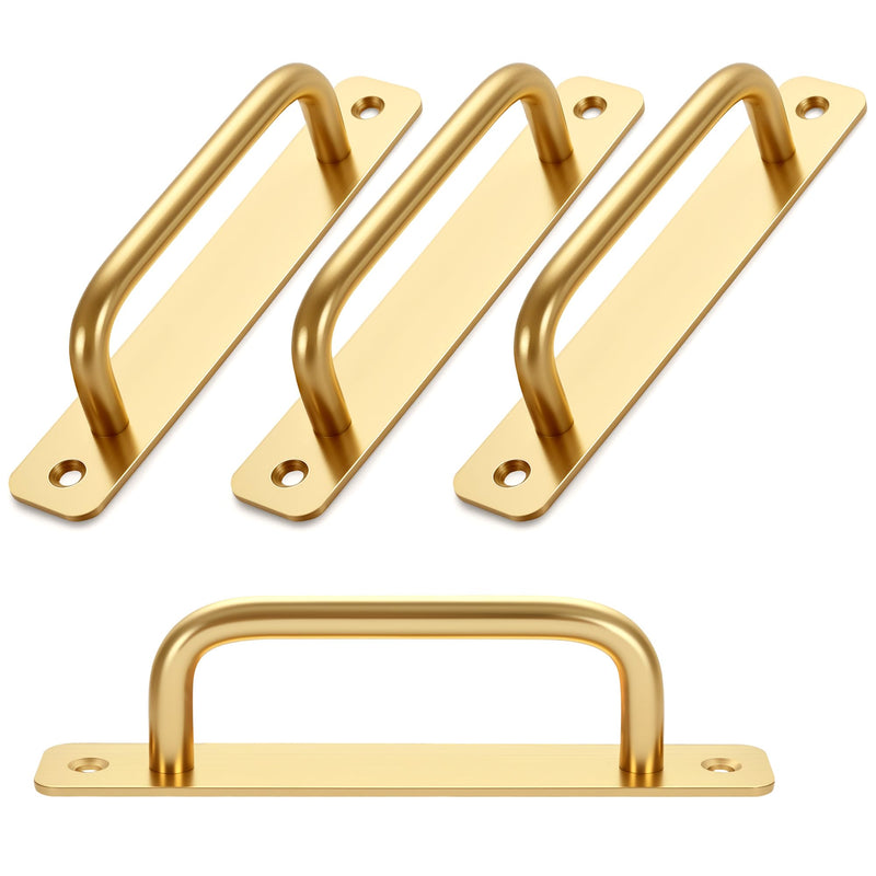 Malimali 4 Pack Gold Barn Door Handles, 5" Hole Center Gate Handle Sliding Door Handles Modern Aluminium Door Pull for Pocket Door Bifold Closet Doors Hardware Replacement 5"/128MM Hole Centers Gold-4 Pack