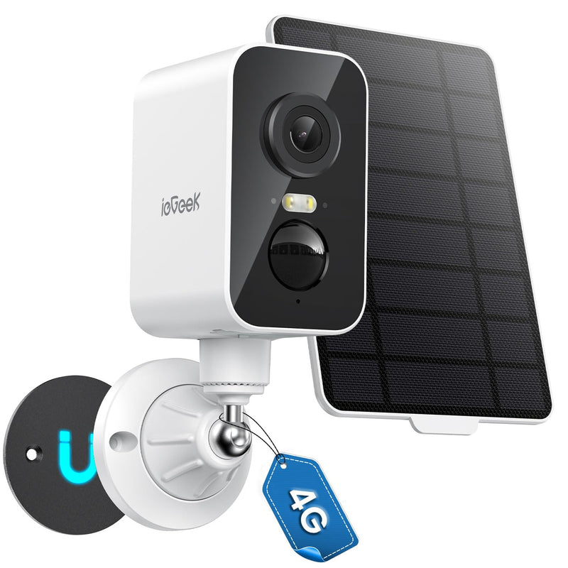 ieGeek 4G LTE Cellular Security Camera Wireless Outdoor, No WiFi Solar Power Camera, Off Grid Security Camera Built-in SIM Card, 2K Color Night Vision, PIR Motion Sensor (Monthly 4G Plan Required) 4G(No Wifi Support)