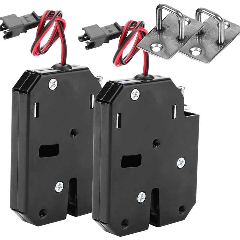 2PCS DC 12V 2A Electromagnetic Hidden Door Latch Locks, 150kg Force Magnetic Cabinet Locks, 1000000 Times Electromagnet Solenoid Lock (2) 2