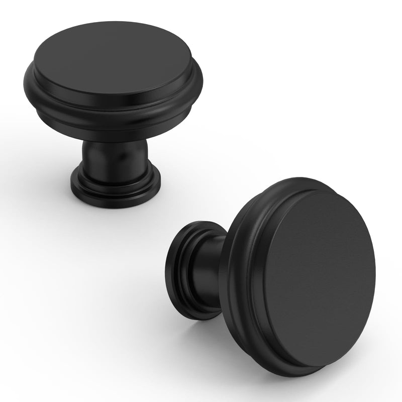 Asidrama 10 Pack Matte Black Kitchen Cabinet Knobs Cabinet Hardware Zinc Knobs for Dresser Drawers Single Hole Knob