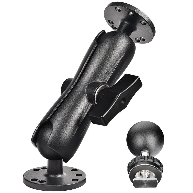 VAUBORTTI Aluminum 1.5" Ball Mount for Garmin Striker 4 Fish Finder, Tablet GPS iPad Marine Truck Use,Compatible with RAM C Size, 2 AMPS Round Plate & T-Bolt for Kayak or Boat Track Rail Mounting