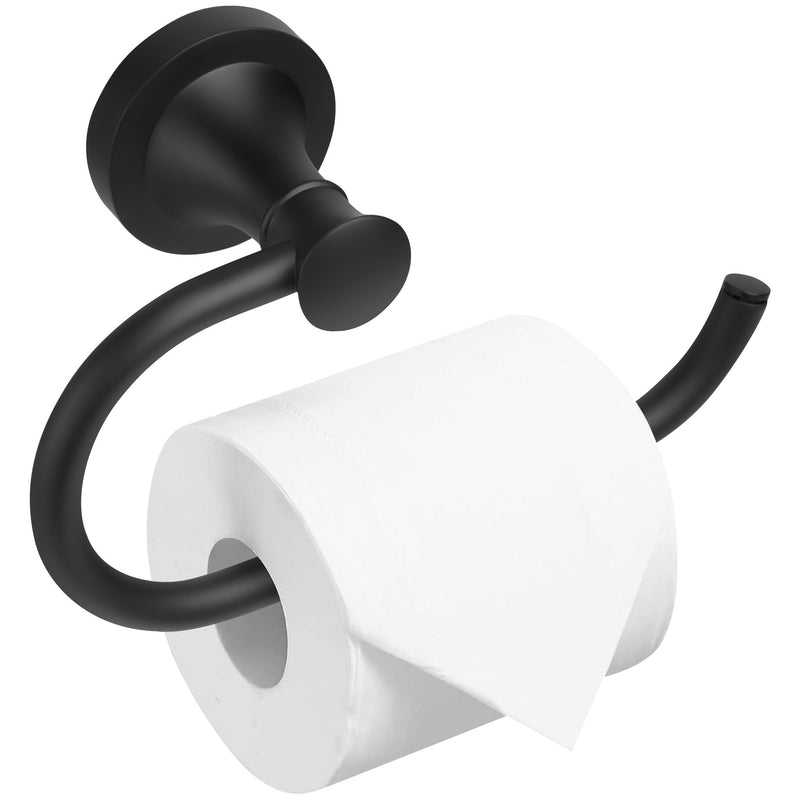 Black Toilet Paper Holder, Bathroom Toilet Tissue Roll Holder Hanger, Matte Black Towel Paper Holder for Bathroom, Wall Mount Bathroom Hardware Accessories