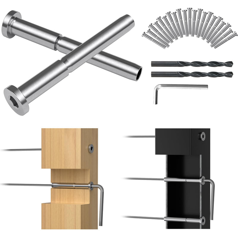 50 Pack 3/16" Invisible Cable Railing Kit,Stainless Swage Tensioner Sliver
