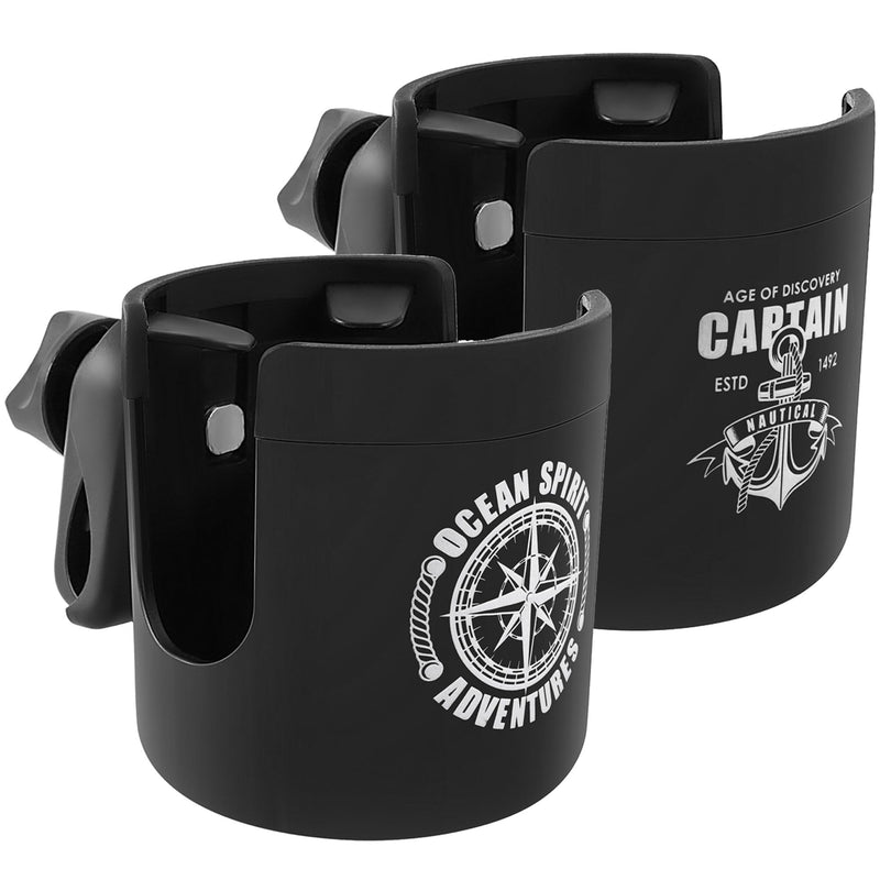 Boat Rail Cup Holder,Marine Drinks Cup Holder for Bimini Top Conver Rail Or Pole, Grip Rail, Grab Bar (Pack of 2) Pack of 2