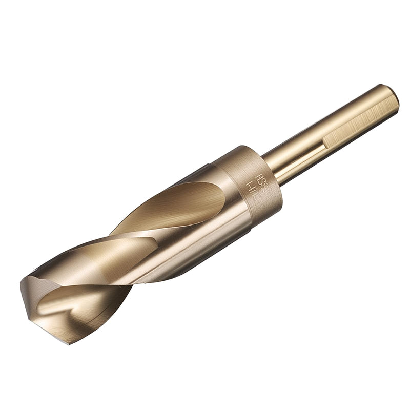 uxcell 1-1/16" Drill Bit 1/2" Reduced Shank 3-Flat M35 5% Cobalt High-Speed Steel Twist Gold Finish 135° Bits for Hard Metal Stainless Steel,1pcs 1-1/16 in