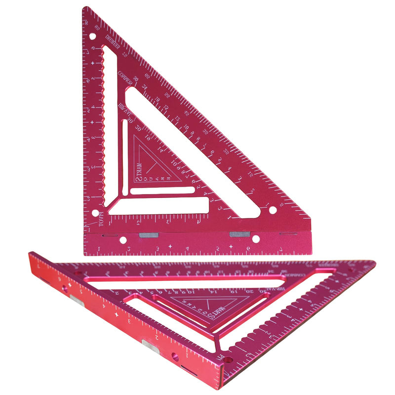 7.5" Magnetic Rafter Square with Jig Block - Multi-Angle Measuring Tool (90° & 180°) for Precise Carpentry & Flatwork(Red) Red