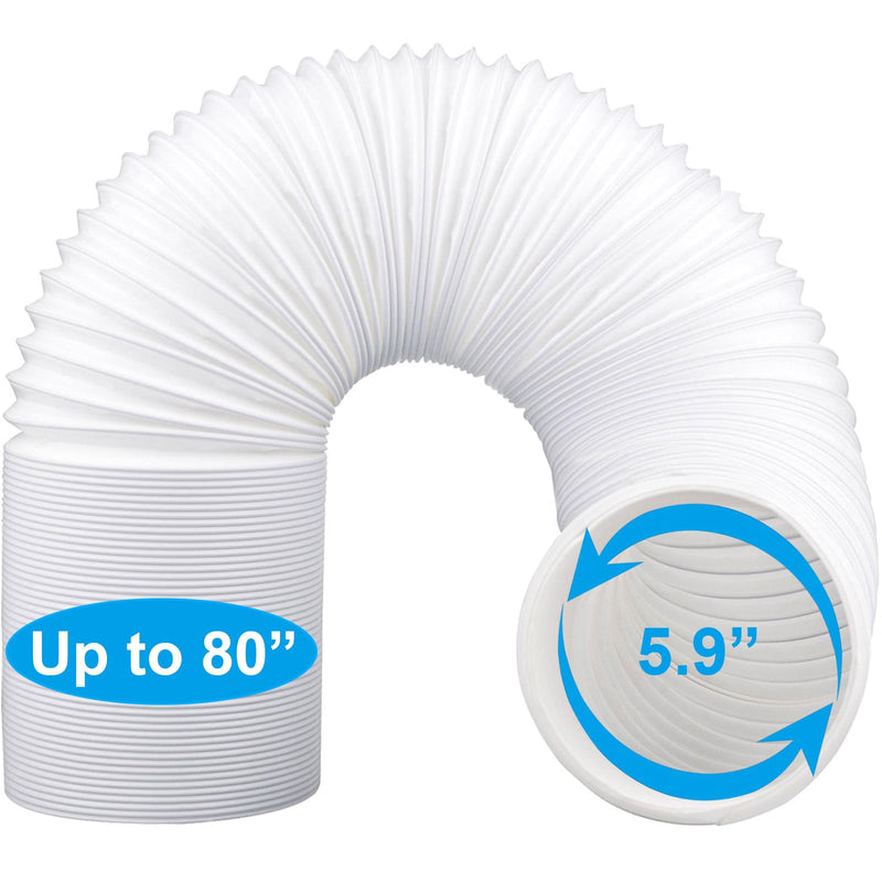 80" Length 5.9 Inch Diameter Portable Air Conditioner Hose Exhaust Vent AC Hose Counter-Clockwise Thread Tube Universal Replacement Compatible with Haier, LG, Delonghi and More 80 inch Hose