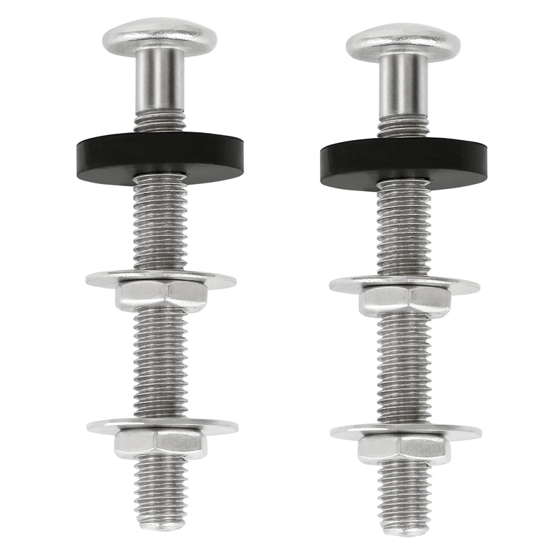 Stainless Steel Toilet Tank Bolts & Rubber Gaskets Kit (2 Pack) for Toto Toilet Parts - Leak-Proof Toilet Seat Bolts & Seals, Fits for Toto Toilets