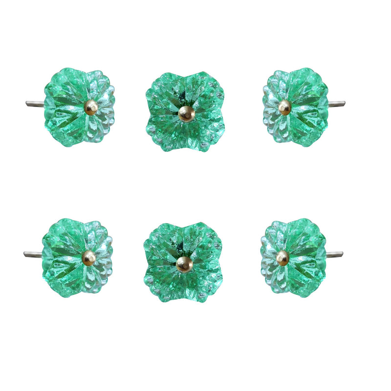 Perilla Home Set of 6 Belle Mint Glass and Metal Knobs - Decorative Glass Drawer Pulls for Cabinets, Dressers, and Furniture, Elegant Home Décor Handles for Kitchen and Living Spaces