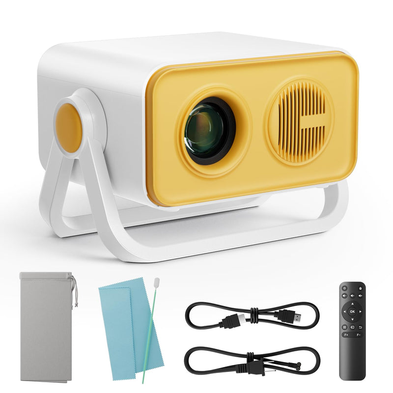 BKZ 2025 upgraded 360°Adjustable Dual Stand AI Auto Keystone Electric focus Mini Portable Projector with Bluetooth 5.4, 1080P support Outdoor and movie Projector compatible with HDMI/USB/Phone/PC