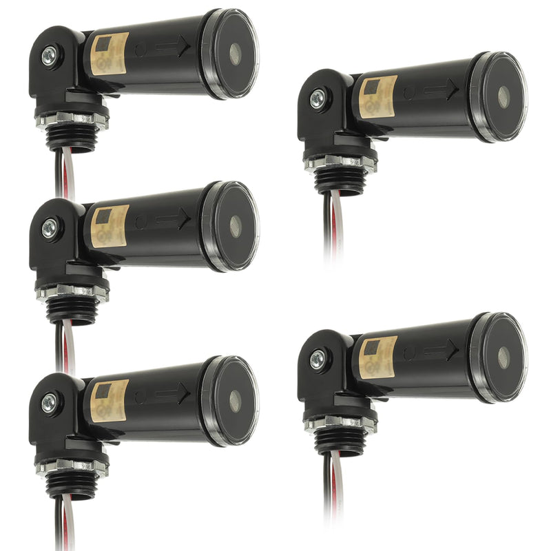 5 Pack 120-277V AC Photocell Light Sensor Light Control Sensor Button Switch IP65 Dusk to Dawn Sensor for Outdoor Lighting Photoelectric Switch with Automatic Illumination Detection Circuit 5 Pack