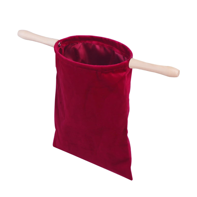 Duuzaoh Church Offering Bags with Removable Wooden Handles, Christian Gifts for Women & Men,Religious Tithe Collection Pouch for Church Services, Communion, Donations(Rose Red 11.8 * 5.7 inch) Rose Red