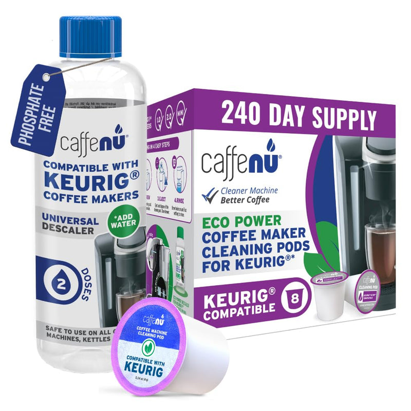 Caffenu Complete Coffee Machine Care Bundle - Descaling Solution & Cleaning Pods Set