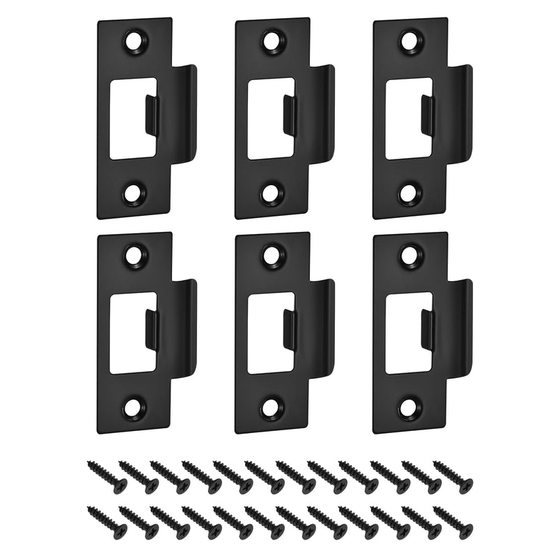 uxcell t Door Strike Plate, 6Pcs 70mm x 40mm 201 Stainless Steel Latch Deadbolt Strike Plate for Door Frame Door Jamb, Black