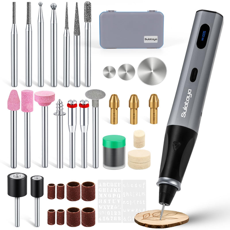 Customizer Engraving Pen for All Materials - Cordless Engraving Pen for Metal, Wood, Glass & Plastic, Electric Engraver Tool with Variety Bits - USB Rechargeable & Max 28000RPM Adjustable 5 Speed