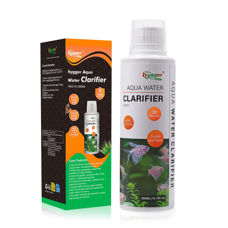 hygger Aquarium Water Clarifier, Water Clarifier for Fish Tank, Clears Cloudy Water for Freshwater and Saltwater Tanks, 300 ML