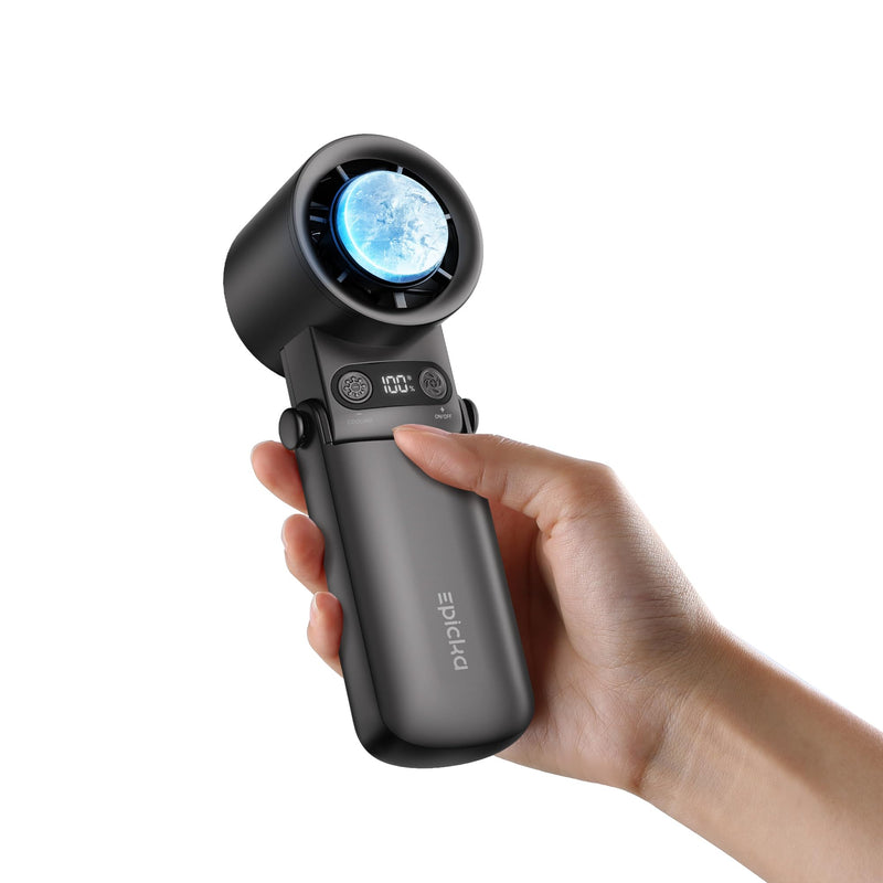 EPICKA Portable Handheld Fan with Ice Cooler - 25H Runtime, Rechargeable 6800mAh Personal Turbo Fan, Fast Charging, 0-100 Speed, Gifts for Women, Summer Travel Essentials, Black
