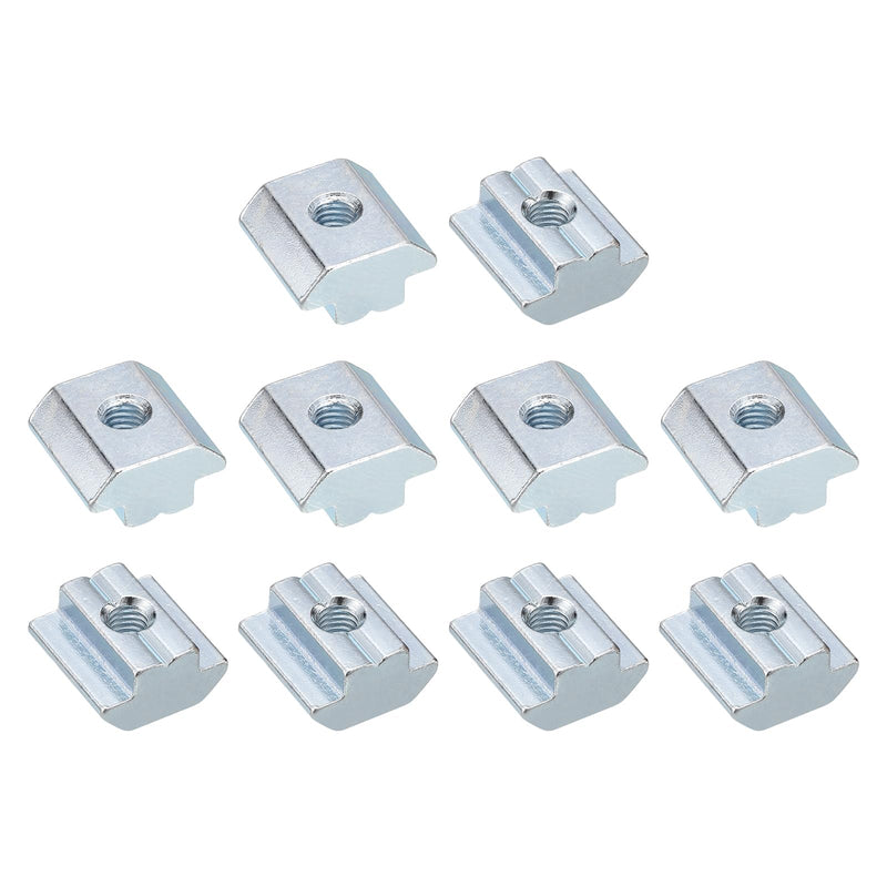 uxcell t Nuts, 24pcs - Galvanized Carbon Steel t Slot Bolts, 4545 Series M6 Hammer Head Fastener, Sliding t Nuts for Aluminum Extrusion Profile (Silver)