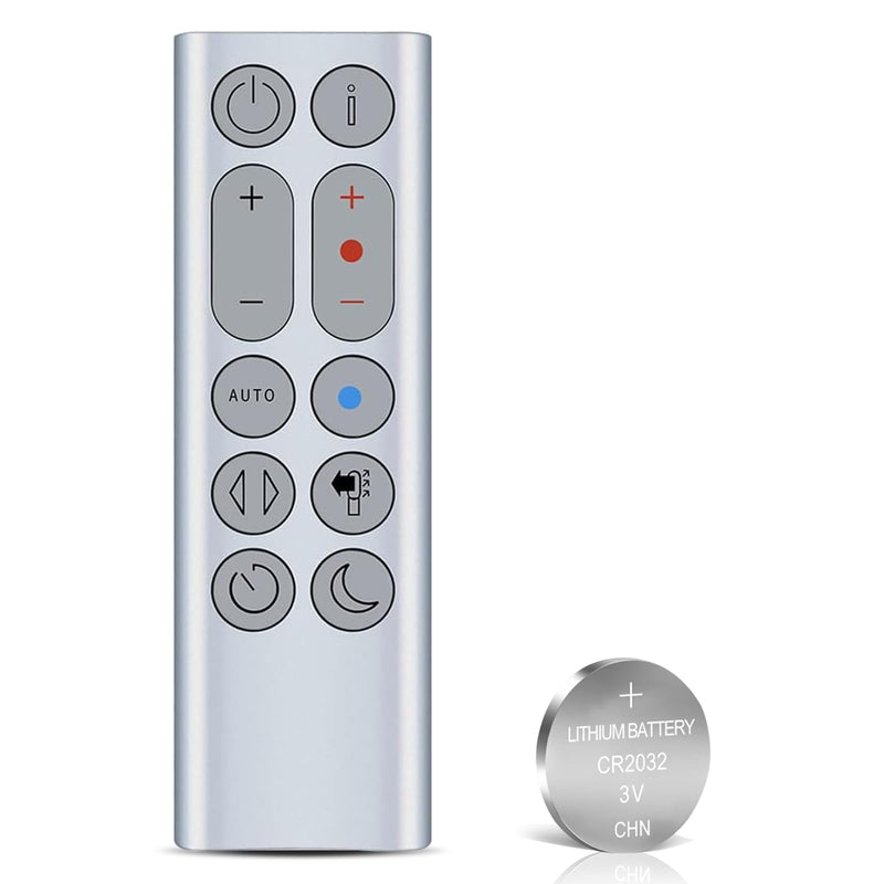 Replacement Remote Control for Dyson HP04 HP07 HP4A Pure Hot + Cool Heater Fan Air Purifying/Heater - No Magnetic, with Battery（Color: Silver）