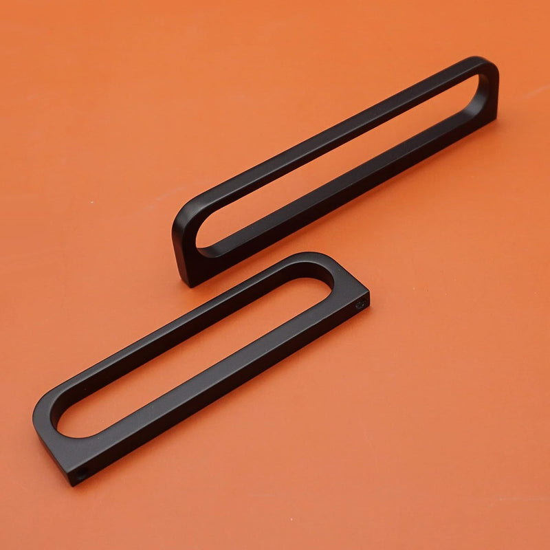 Unique Cabinet Pulls Handle Modern Square Black Drawer Knob Pull Bathroom Drawer Knob Hardware (4, 6.3" Hole Centers) 4