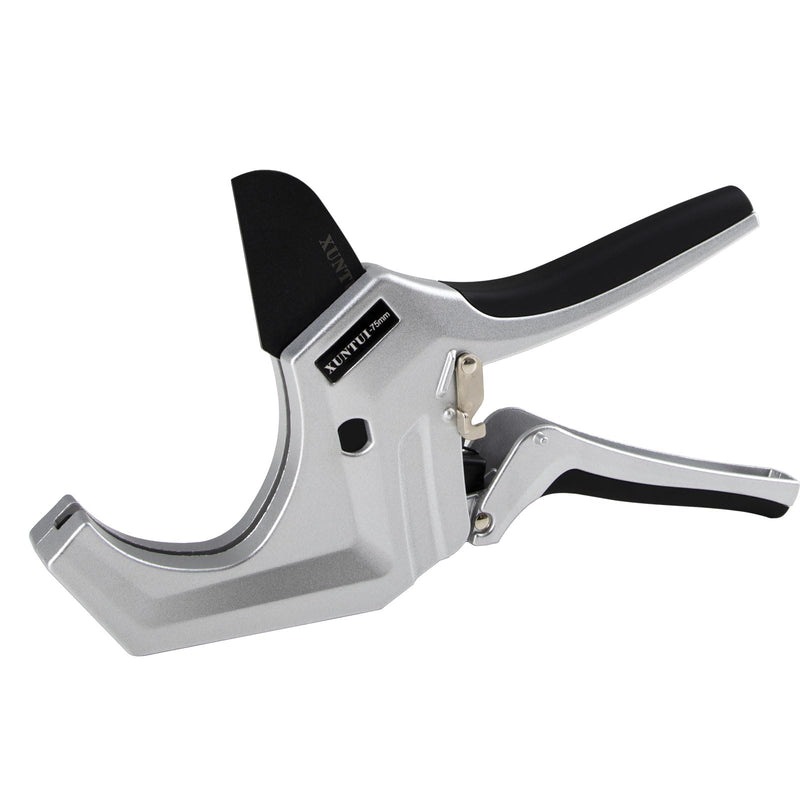 Professional PVC Pipe Cutter 2.5 inch (75mm) Capacity, Heavy Duty Silver Ratchet Tubing Cutter for 2-1/2" Schedule 40 80 PVC, PEX & ABS, One-Handed Cutting Tool for Pool & Sprinkler Repair