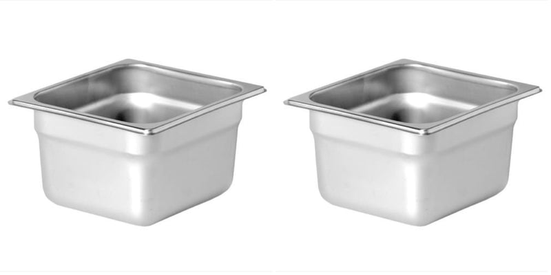 Winco SPJM-604 Anti-Jamming Steam Pan, 1/6 by 4-Inch, 24-Gauge,Stainless Steel,Medium (Pack of 2) 4"-24 (Pack of 2)