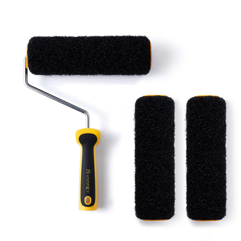 Voomey 3 Pcs 9 Inch Drywall Compound Roller Cover with Paint Roller Frame 3pcs 9" Drywall Compound Roller with roller frame