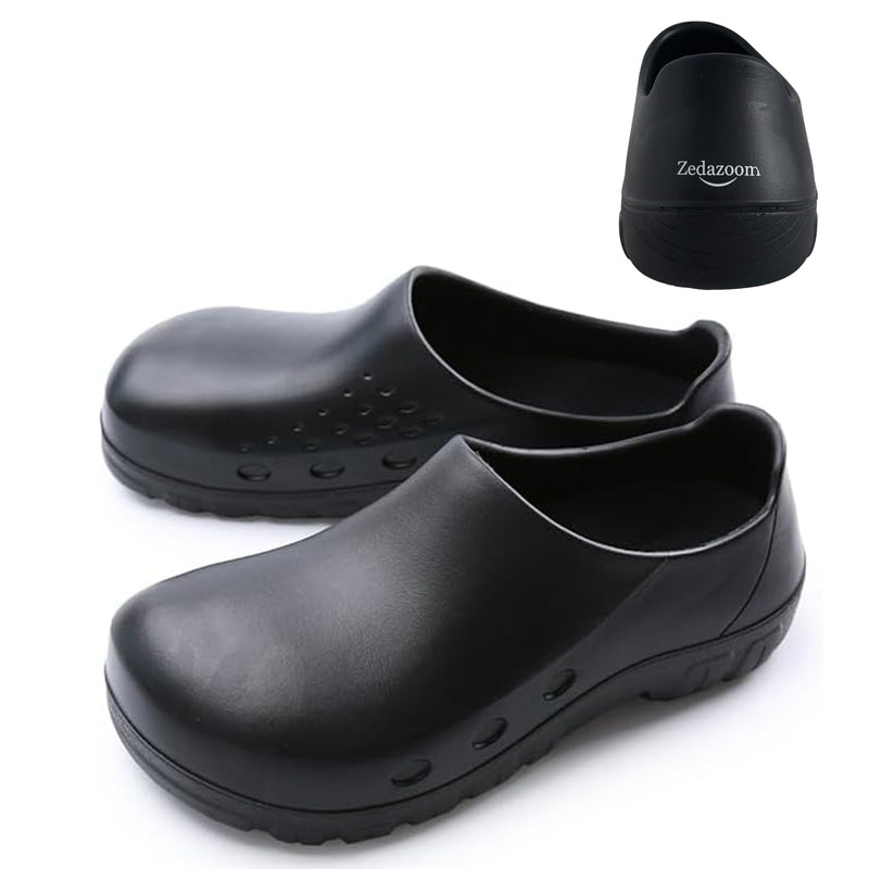 Anti Slip Kitchen Shoes with Steel Toe Safety Shoes for Men and Women,Suitable for Kitchens,Restaurants,Hotels,Hospitals,Gardens, etc Black S106 10.5 Women/8.5 Men