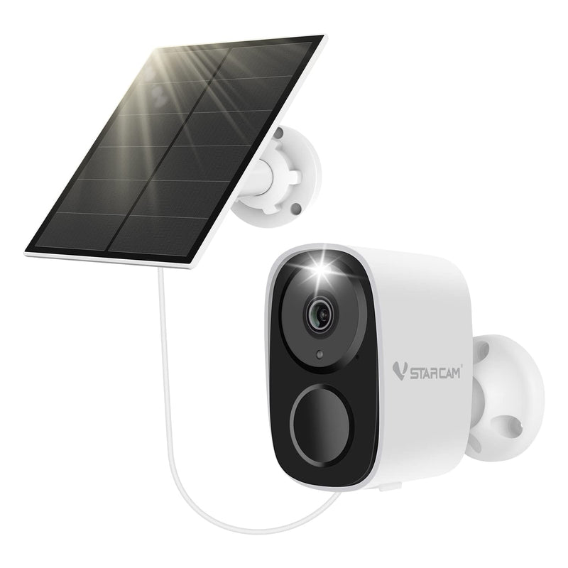 VSTARCAM Solar Security Camera Wireless Outdoor, 2K Camera with Color Night Vision, Solar Cameras for Outside Wireless, Battery Powered, Siren & Spotlight, Two-Way Audio, 2.4 GHz Wi-Fi, No Monthly Fee Solar Panel Camera-CB54