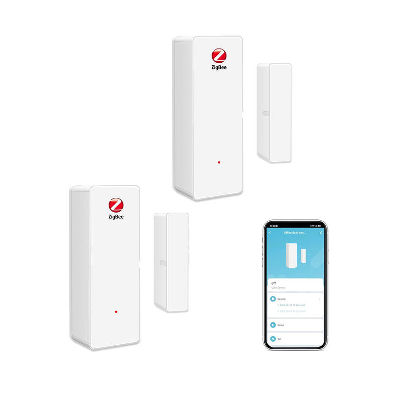 Jinvoo Zigbee Door and Window Sensor: Smart Door Open/Close Detector, Wireless Window Sensor, APP Notification, Contact Sensor for Home Security (2 Packs)