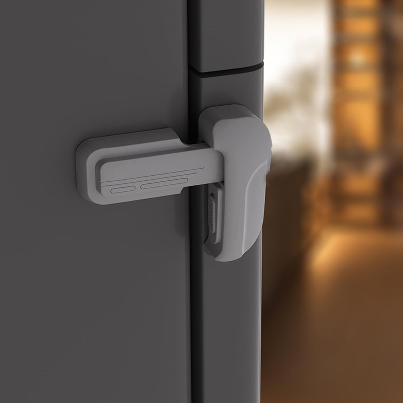 2 Pack Upgrade Child Proof Refrigerator Lock with Two Ways to Open, Home Fridge Freezer Door Lock Latch Catch to Keep Door Closed, no Tools Need or Drill (Grey) Grey