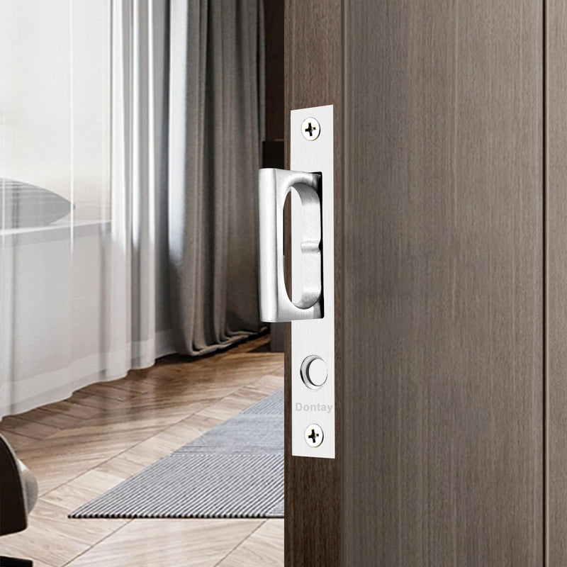 Dontay Pocket Door Handles with Large Auto Pop-Out Ring,Flush Hidden Edge Pull for Sliding Doors Hardware & Lock, Modern Space-Saving Design, Easy Install(5.44-inch,Brushed Nickel,1) 5.44-inch Brushed Nickel 1