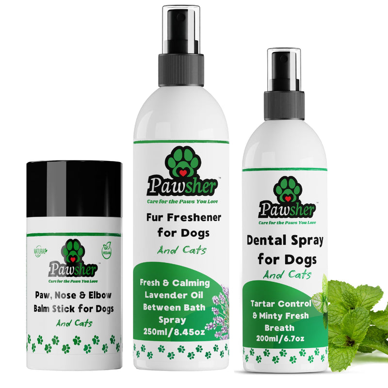 Cat Care Essentials: Cat Teeth Cleaning & Breath Freshener | Paw Balm Lick Safe | Fur Freshener Spray & Deodorizer Perfume | Refreshing & Calming Lavender Scent for in Between Baths - NewNest Australia