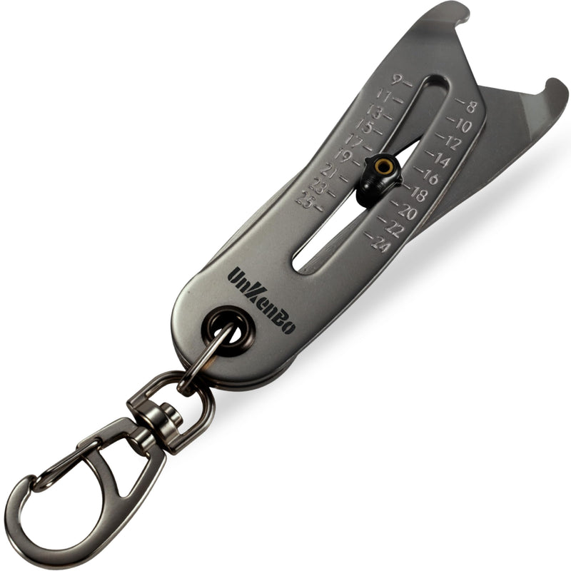 UNKENBO® Bolt Size Finder Tool Keychain - Gauge Bolts & Nuts Head SAE 5/16 to 1" & Metric 8 to 25mm, Wrench & Socket Size Finder, Nut & Bolt Fasteners Measuring Tool Gifts for Men (Galaxy Silver) Galaxy Silver