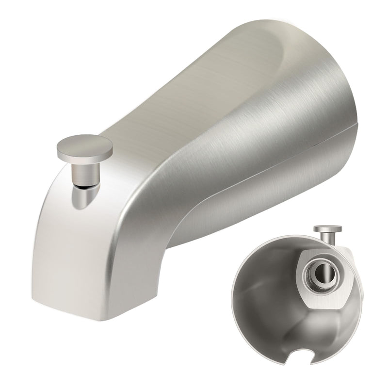 5 1/4 Inch Bathroom Brushed Nickel Tub Spout with Diverter, for 1/2'' IPS Inside Thread, Bathtub Faucet for Wall Front Mount, Bath Tub Faucet Compatible with Westbrass E531D-1F-62