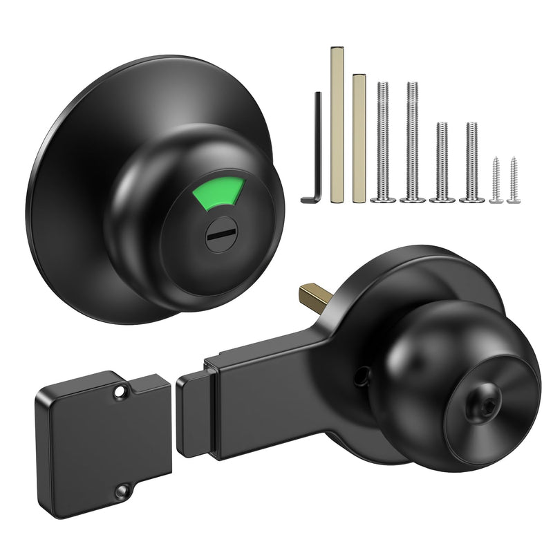 New ball indicator bolt lock, safe, with occupancy indicator, easy installation without lock cylinder, perfect for bathroom partitions, restrooms, restaurants, medical offices, Airbnb.（black) black bolt lock