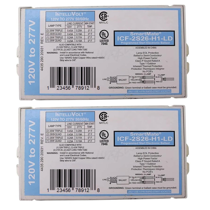 OHLECTRIC Replacement for ICF-2S26-H1-LD Compact Fluorescent Ballast (2 Pack) | Programmed Start Electronic Ballast, 120/277 Volt