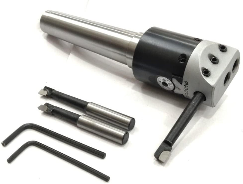 Buyohlic 1.5" Inch Head Diameter Boring Heads w/Shanks & Cutting Tools (Head w/ MT3 Shank & 3 Carbide Tools) Head w/ MT3 Shank & 3 Carbide Tools