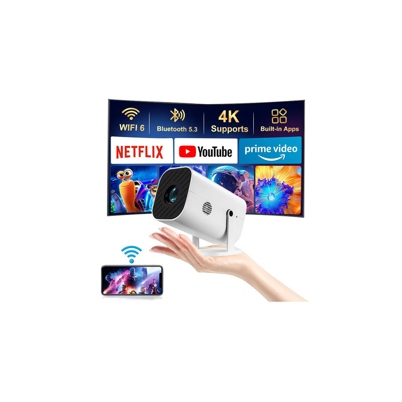 【Built-in APPS & Electric Focusing & 210° Rotation】Mini Projector With Wifi And Bluetooth, 1080P Portable Projector, Movie Projector for Bedroom, Supports Smartphones/TV Stick/iPad/PS5/Laptop/HDMI/USB With WIFI And APPS