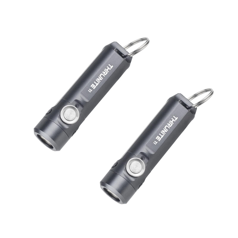 ThruNite Ti Keychain Flashlight, Bright 650 Lumens LED Portable Light, Compact USB-C Rechargeable Battery Mini Flash Light, Small EDC Pocket Torch Light for Camping, Everyday Carry, Grey (2PCS) Grey (2PCS)