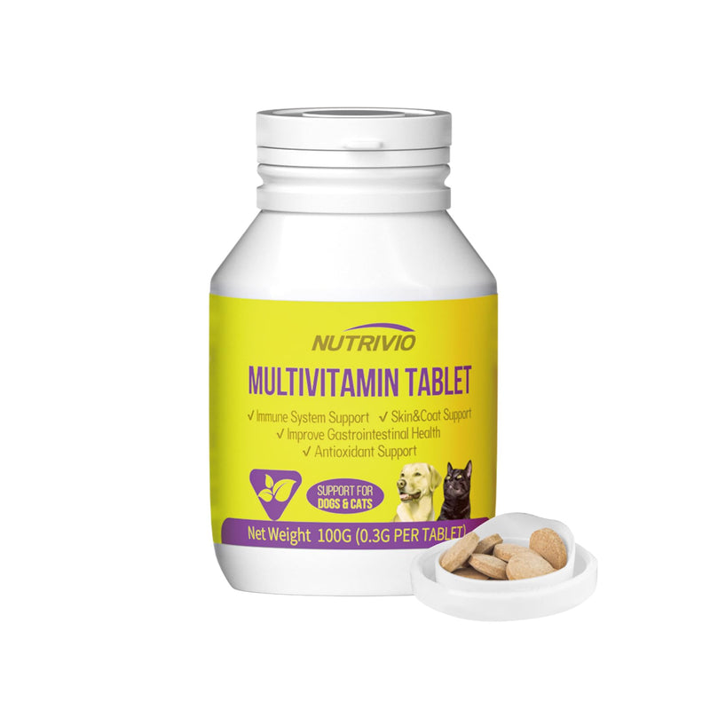 Dog Multivitamin Chewable Cat & Dog Vitamins and Supplements for Hip & Joints, Skin & Coat, Omega 3 Fish Oil for Dogs Tablets for Dogs & Cats, Vitamins- Immune Support 0.3g Per Tablet (100g) - NewNest Australia