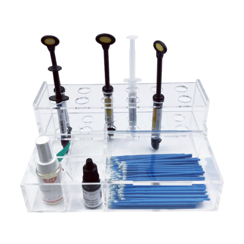Dental Composite Syringe Organizer, Transparent Multi-Function Acrylic Teeth Syringe Holder for Resin Adhesive Syringes Brush Dispenser Placement Rack Tool (Medium) Medium