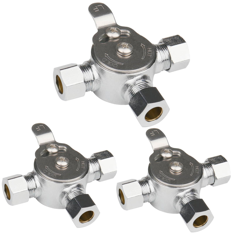 WHK 3 Packs 3/8 Water Mixing Valve Hot Cold Water Mixer,Certificated CUPC