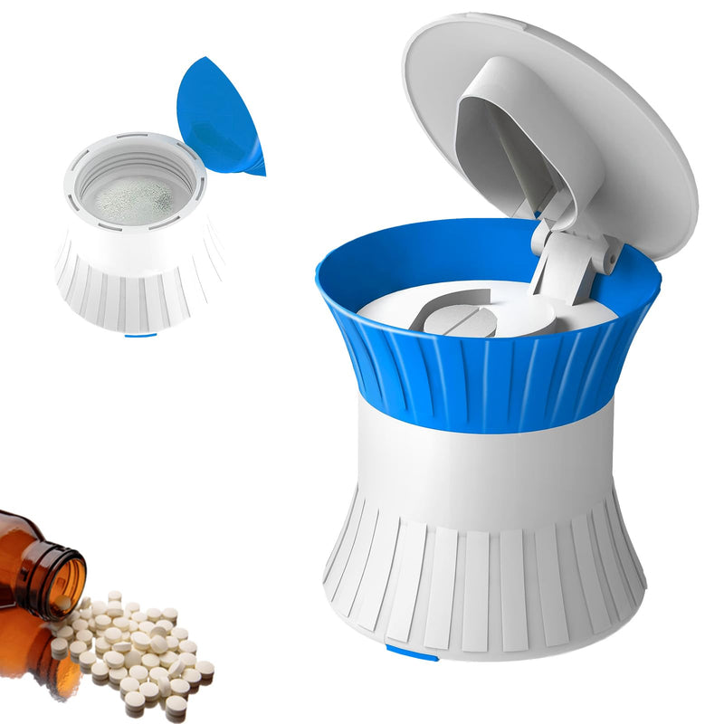 Pill Crusher Fine Powder with Small Medicine Pill Box 3-in-1,Pill Splitter Cutter for Small Pills Vitamins Tablets, Portable Pill Crushers for Elderly & Pet,Travel-Friendly Pill Grinder (Blue) Blue