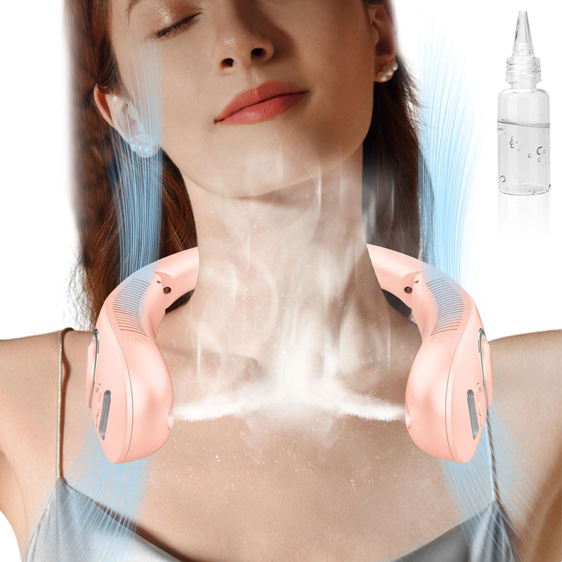 Neck Fan with Water Mist Spray,Misting Cooling Personal Fans for Your Neck Go Around that Blow Cold Air,Foldaway Hands Free Devices Mister Fan,Best Gifts for Mother's Day Father's Day Birthday