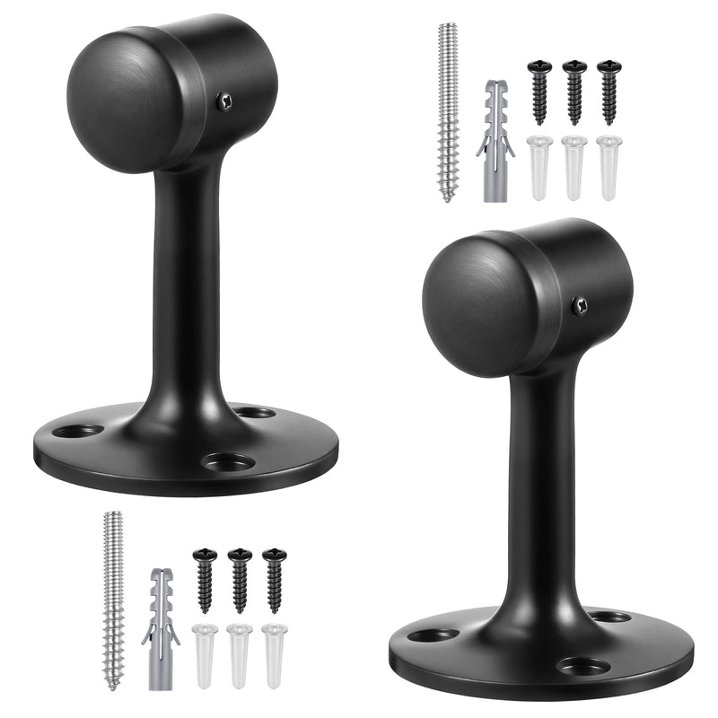 2 Pack Heavy Duty Floor Mounted Door Stops, 3 Inches Solid Brass Bumper Stop Commercial Grade Solid Brass Door Stop Accessories with Rubber Bumper and Stainless Steel Screws, Matte Black Classic 2