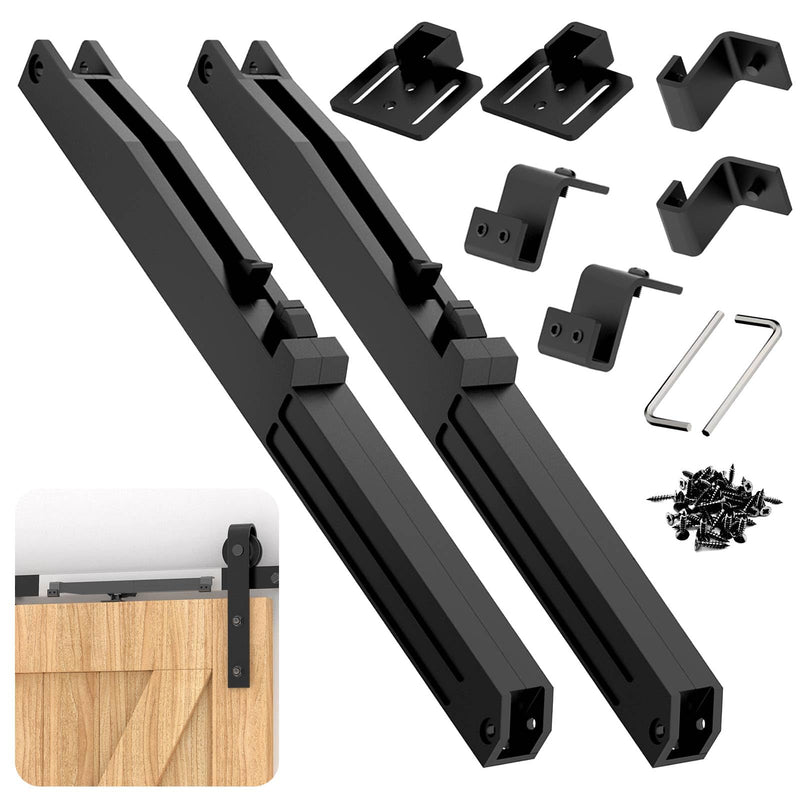 Barn Door Hardware Kit – Soft Close No-Drill (2PCS) | Hydraulic damper for 88-132 lb doors; anti-slam, silent close; protects fingers/pets; fits bedroom, bathroom, closet, pantry Black 2