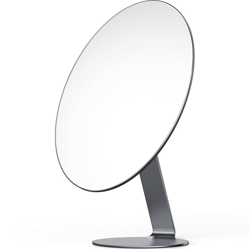 Oval Makeup Mirror for Desk, 12 Inch Frameless Metal Standing Table Top Mirror, Adjustable Angle Oval